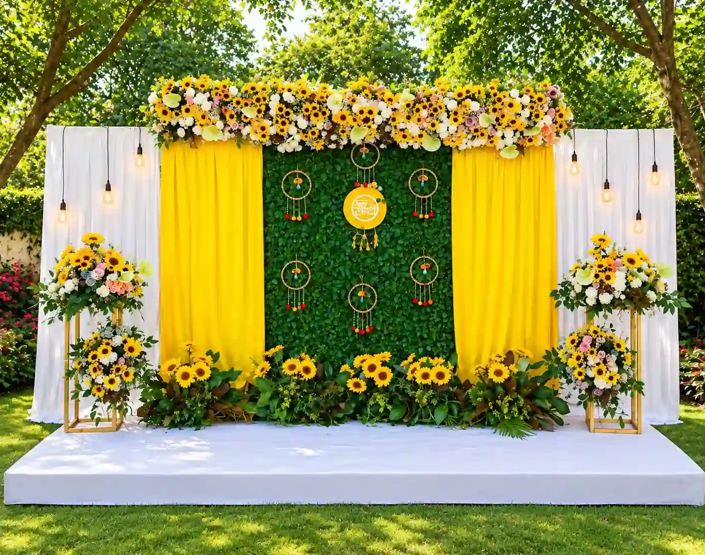balloon decoration Sunflower Paradise Haldi Setup 
